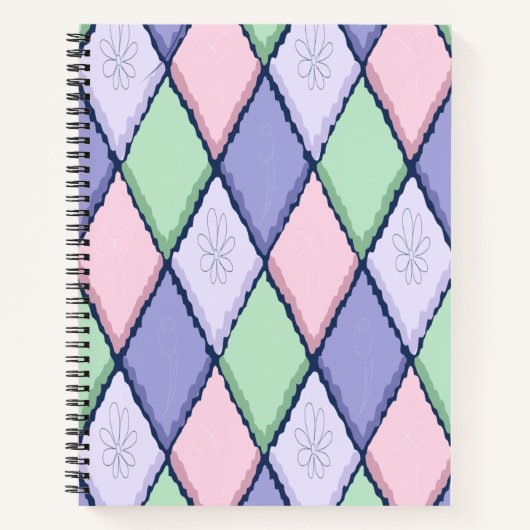 Pastel Harlekijn Bloemenspiraal Notebook Notitieboek (Voorkant)