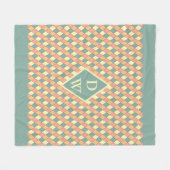Pastel Harlekijn Diamant Monogram Decor Fleece Deken (Voorkant (Horizontaal))
