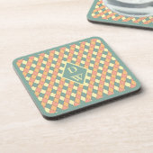 Pastel Harlekijn Diamant Monogram Ontwerp Bier Onderzetter (Linkerzijde)