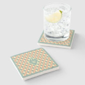 Pastel Harlekijn Monogram Geometrische Drank Decor Stenen Onderzetter (Zijkant)