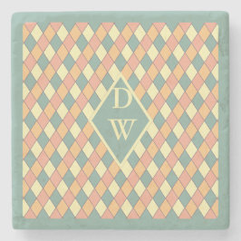 Pastel Harlekijn Monogram Geometrische Drank Decor Stenen Onderzetter