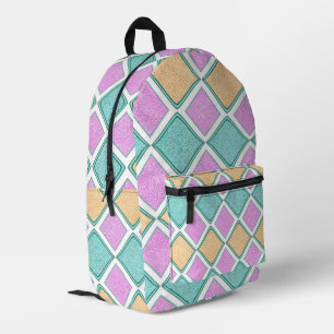 Pastel Harlekijn Prisma Diamant Patroon Bedrukte Rugzak