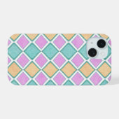 Pastel Harlekijn Prisma Diamant Patroon iPhone 15 Case (Achterkant horizontaal)