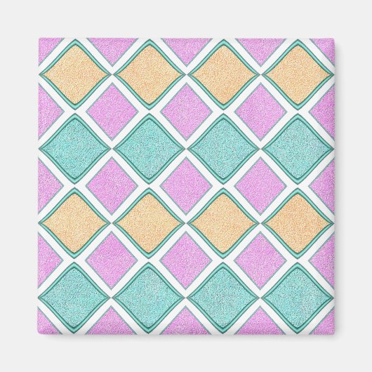 Pastel Harlekijn Prisma Diamant Patroon Magneet (Voorkant)