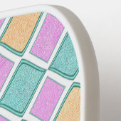 Pastel Harlekijn Prisma Diamant Patroon Pickleball Paddle (Links Detail)