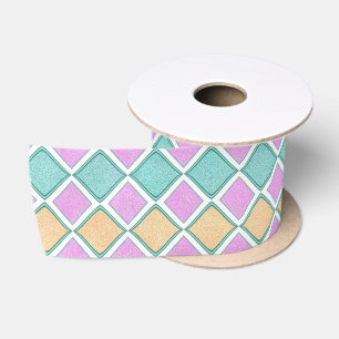 Pastel Harlekijn Prisma Diamant Patroon Satijnen Lint