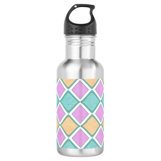 Pastel Harlekijn Prisma Diamant Patroon Waterfles (Voorkant)