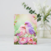 Pastel Harmonie: Donzige Zangvogels Briefkaart (Staand voorkant)