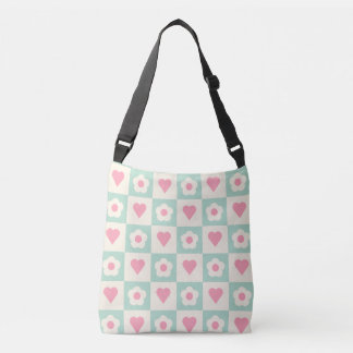 Pastel Hart en Bloem Motief Crossbody Tas