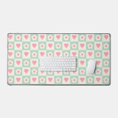Pastel Hart- en Bloempatroon Bureaumat (Keyboard & Muis)