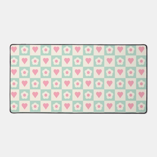 Pastel Hart- en Bloempatroon Bureaumat (Voorkant)