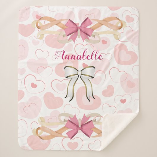 Pastel Hart met Victoriaans lint personaliseren Sherpa Deken (Voorkant)