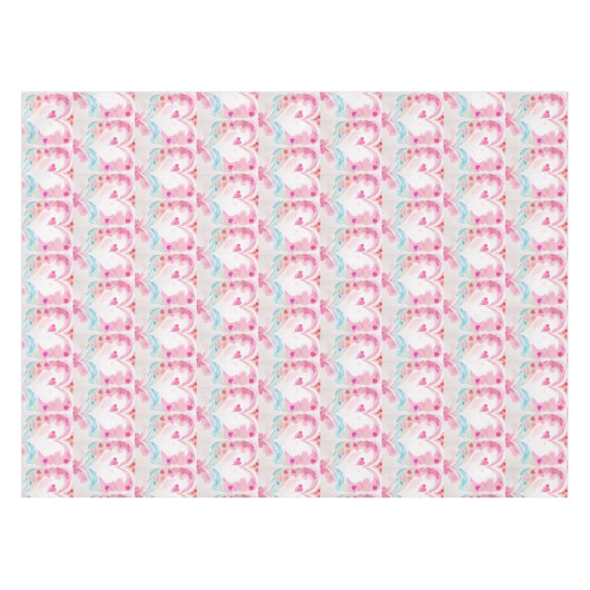 Pastel Hart met Vleugels, Romantisch Gift Idee Tafelkleed (Voorkant (Horizontaal))