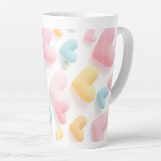 Pastel Hart Patroon Latte Mok (Rechterhoek)