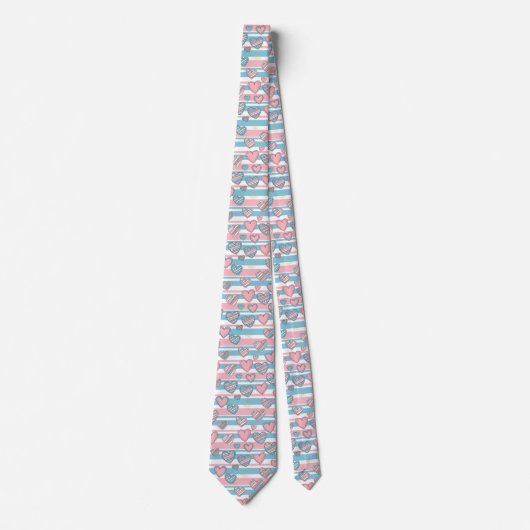 Pastel Hart Strepen Glitter Stijl Patroon (8) Stropdas (Voorkant)