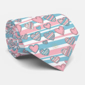 Pastel Hart Strepen Glitter Stijl Patroon (8) Stropdas (Opgerold)