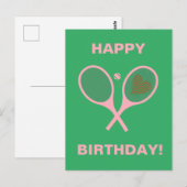 Pastel Hart Tennisspeler Rackets Bal Verjaardag Briefkaart (Voorkant / Achterkant)