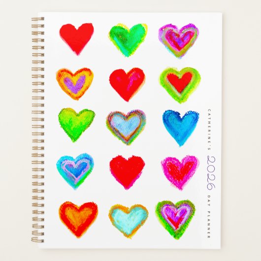 Pastel Harten 2026 Dagplanner Planner (Voorkant)