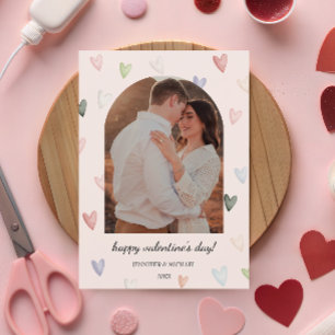 Pastel Harten Arch Valentijn Fotherinnering Feestdagenkaart