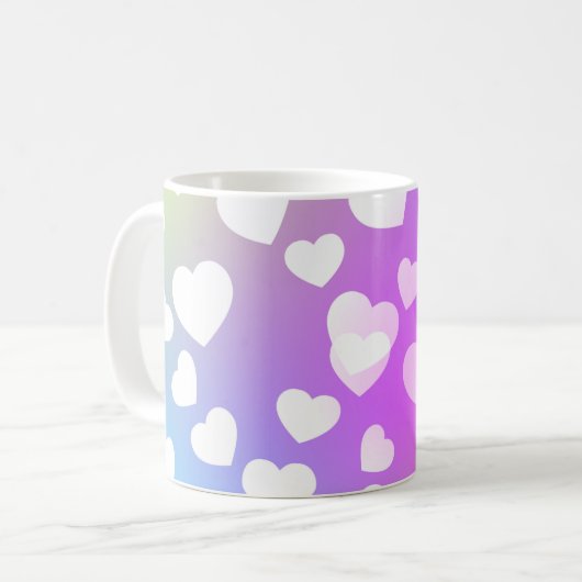 Pastel harten koffie en thee mok (Voorkant links)