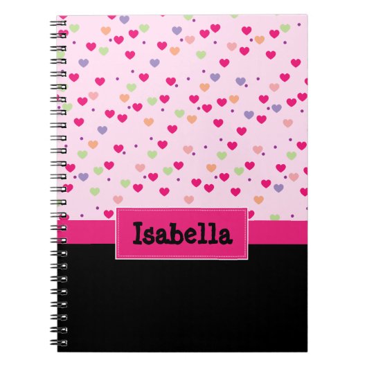 Pastel Harten op Roze Persoonlijk Notitieboek (Voorkant)
