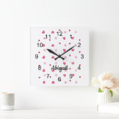 Pastel Harten op witte wandklok (Huis)