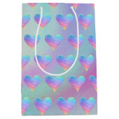Pastel harten regenboog patroon medium cadeauzakje (Voorkant)