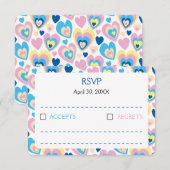 Pastel harten. RSVP kaartje (Voorkant / Achterkant)