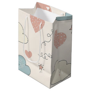 Pastel Harten & Wolken Watercolor Droom (10) Medium Cadeauzakje