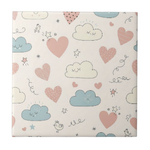 Pastel Harten & Wolken Watercolor Droom (10) Tegeltje