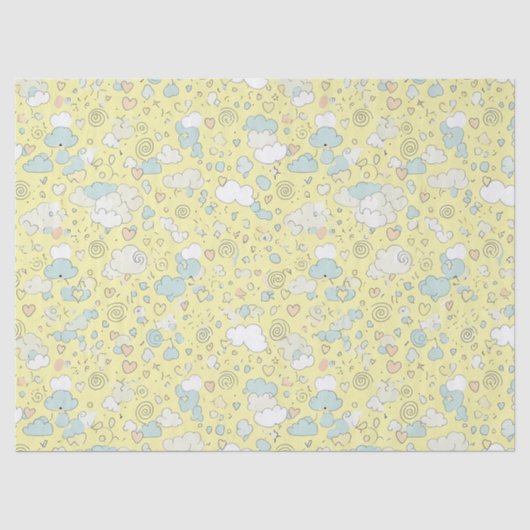 Pastel Harten & Wolken Watercolor Droom (1) Tissuepapier (Voorkant)