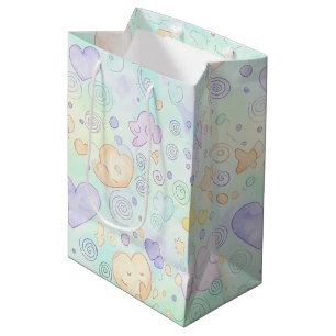 Pastel Harten & Wolken Watercolor Droom (2) Medium Cadeauzakje