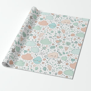 Pastel Harten & Wolken Watercolor Droom (3) Cadeaupapier