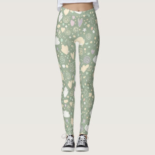Pastel Harten & Wolken Watercolor Droom (4) Leggings