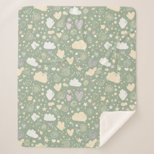 Pastel Harten & Wolken Watercolor Droom (4) Sherpa Deken