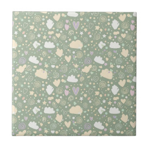 Pastel Harten & Wolken Watercolor Droom (4) Tegeltje