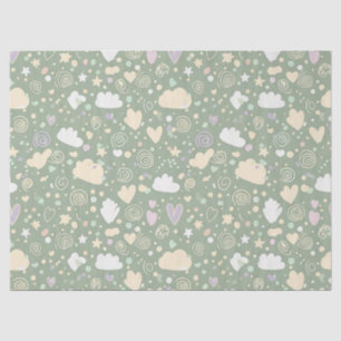 Pastel Harten & Wolken Watercolor Droom (4) Tissuepapier