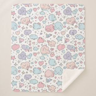 Pastel Harten & Wolken Watercolor Droom (5) Sherpa Deken