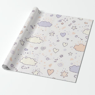 Pastel Harten & Wolken Watercolor Droom (7) Cadeaupapier