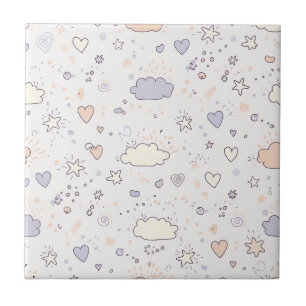 Pastel Harten & Wolken Watercolor Droom (7) Tegeltje