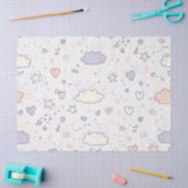 Pastel Harten & Wolken Watercolor Droom (7) Tissuepapier (Craft)