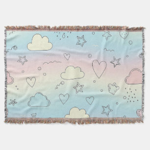 Pastel Harten & Wolken Watercolor Droom (8) Deken