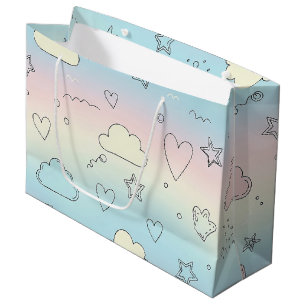 Pastel Harten & Wolken Watercolor Droom (8) Groot Cadeauzakje