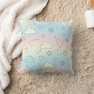 Pastel Harten & Wolken Watercolor Droom (8) Kussen