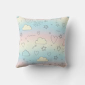 Pastel Harten & Wolken Watercolor Droom (8) Kussen (Achterkant)