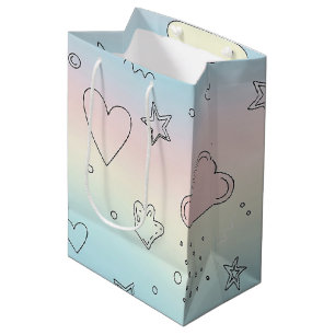 Pastel Harten & Wolken Watercolor Droom (8) Medium Cadeauzakje