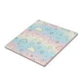 Pastel Harten & Wolken Watercolor Droom (8) Tegeltje (Zijkant)