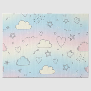 Pastel Harten & Wolken Watercolor Droom (8) Tissuepapier