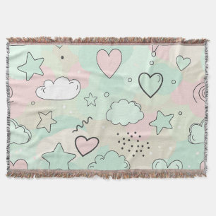 Pastel Harten & Wolken Watercolor Droom (9) Deken