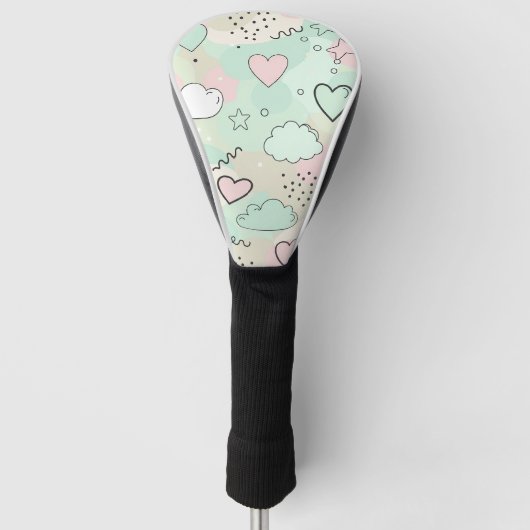 Pastel Harten & Wolken Watercolor Droom (9) Golfheadcover (Voorkant)